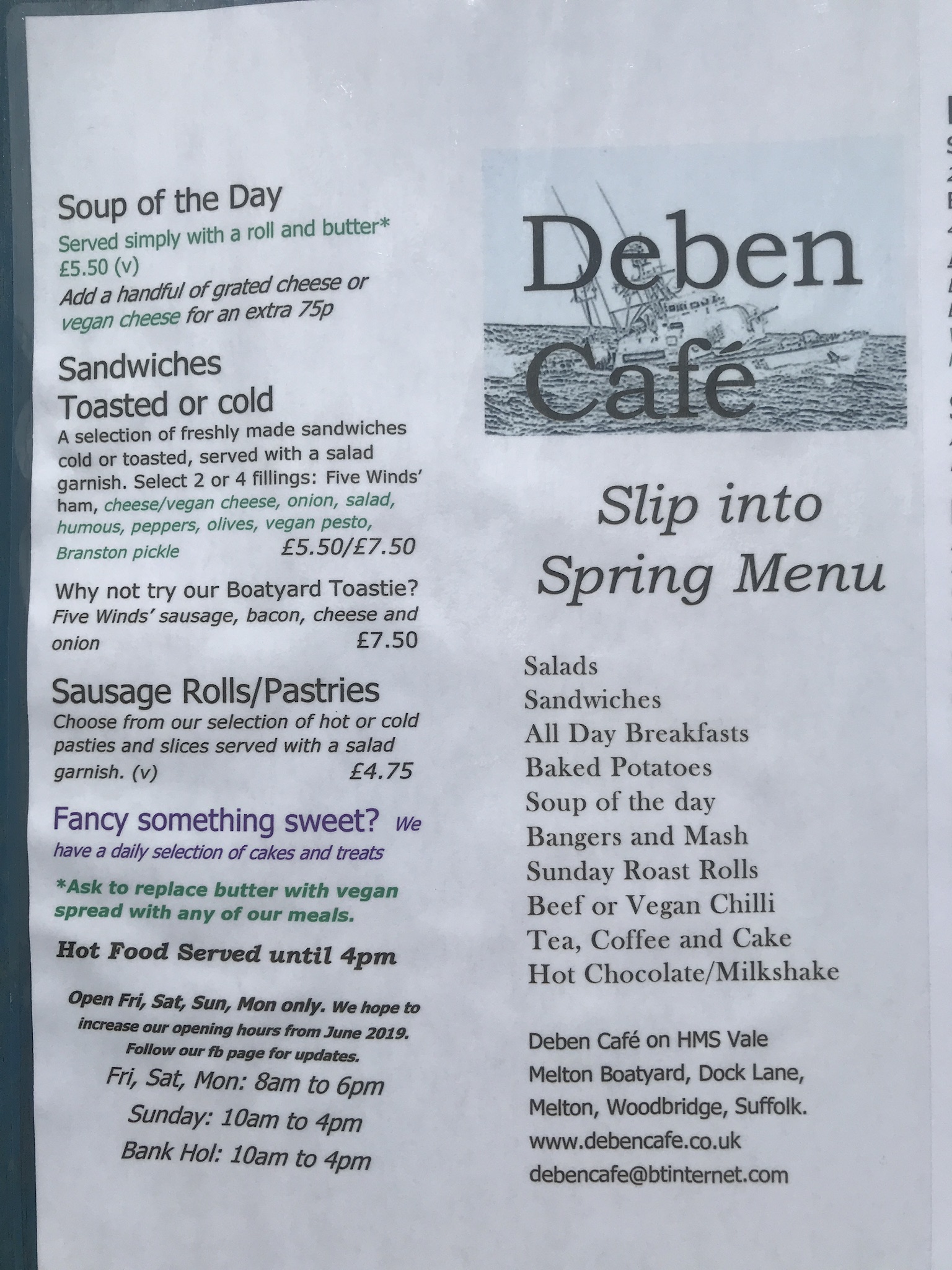 Spring Menu 2019
